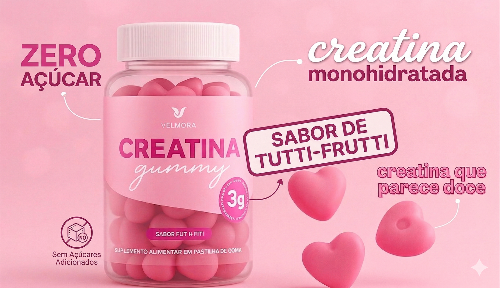 Creatina Gummy Velmora Bottle